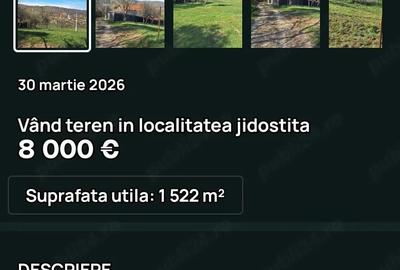 Teren de 1522 mp, în Jidoștița