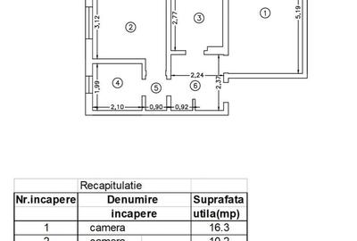 Apartament cu 2 camere decomandat în Mircea cel Bătrân