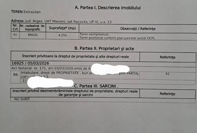 Teren de 4250 mp, în Exterior Vest