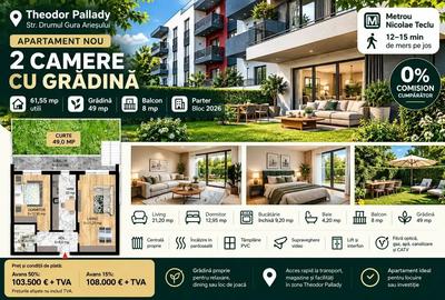 Apartament cu 2 camere decomandat în Theodor Pallady