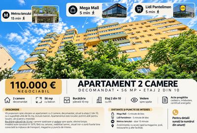 Apartament cu 2 camere decomandat în Pantelimon