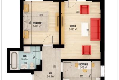 Apartament cu 2 camere decomandat în Central - 1