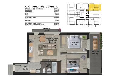 Apartament cu 3 camere decomandat în Pantelimon