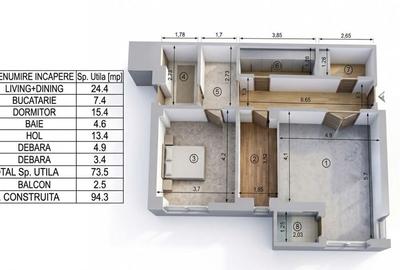 Apartament cu 2 camere decomandat în Central