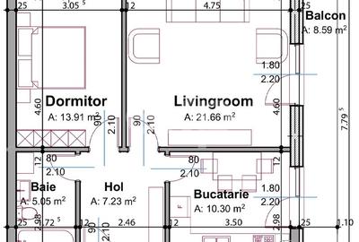 Apartament cu 2 camere decomandat în Trivale