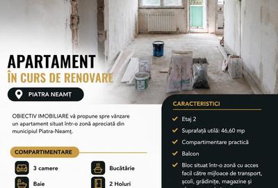 Apartament cu 3 camere semidecomandat în Dărmănești