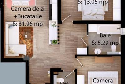 Apartament cu 3 camere decomandat în Careiului