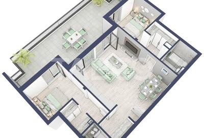 Apartament cu 3 camere decomandat în Turnișor - 2