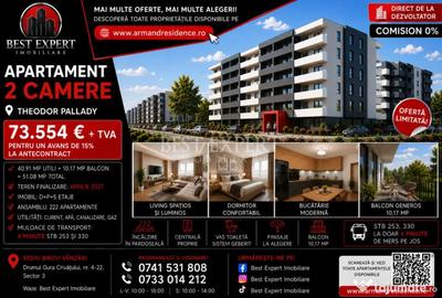 Apartament cu 2 camere semidecomandat în Theodor Pallady