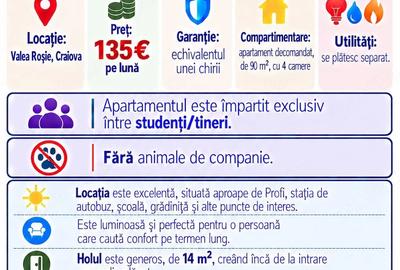 Garsonieră decomandată în Valea Rosie