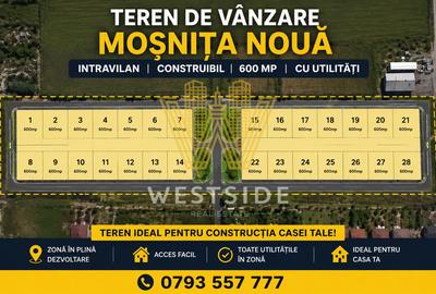 Teren Construcții intravilan de 600 mp, în Moșnița Nouă