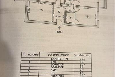 Apartament cu 3 camere decomandat în Central