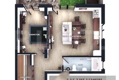 Apartament cu 2 camere semidecomandat în Florești - 1