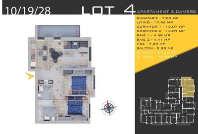 Apartament cu 3 camere decomandat în Exterior Vest