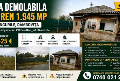 Casă individuală cu 2 camere cu Teren 1945 Mp în Crângurile