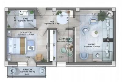 Apartament cu 2 camere decomandat în Lunca Cetățuii