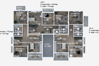 Apartament cu 2 camere decomandat în Central