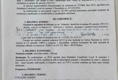 Teren de 544 mp, în 1 Decembrie - 2