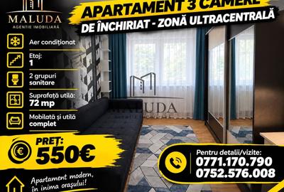Apartament cu 3 camere decomandat, mobilat în Ultracentral