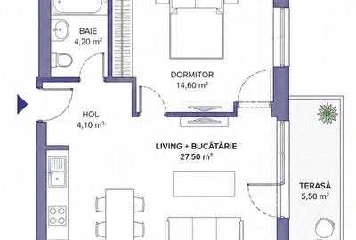 Apartament cu 2 camere în Nord - 4