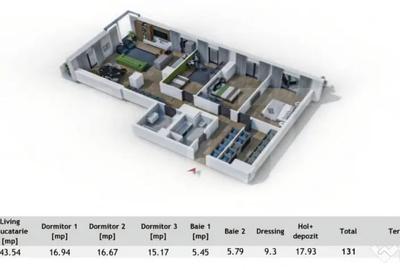 Apartament cu 4 camere semidecomandat în Central