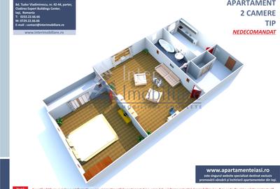 Apartament cu 2 camere nedecomandat în Tudor Vladimirescu