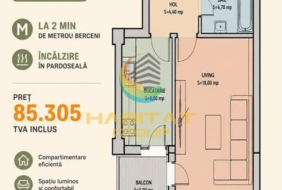 Garsonieră decomandată în Sud