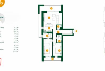 Apartament cu 3 camere decomandat, mobilat în Băneasa - 11