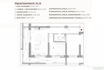 Apartament cu 2 camere în Central