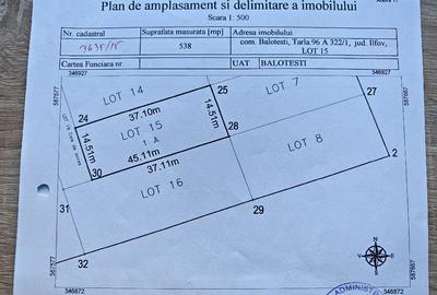 Teren de 538 mp, în Balotești