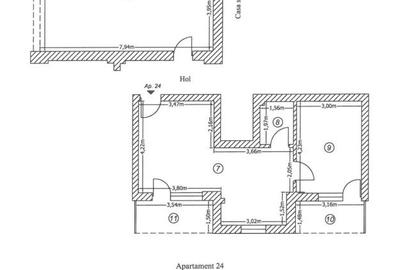 Apartament cu 2 camere semidecomandat în Central