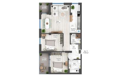 Apartament cu 3 camere decomandat în Central - 7