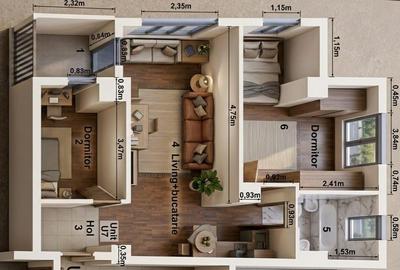 Apartament cu 3 camere semidecomandat în Ițcani