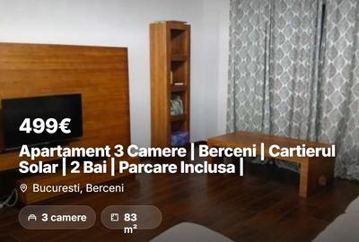 Apartament cu 3 camere decomandat, mobilat în Berceni