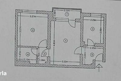 Apartament cu 2 camere semidecomandat în Central