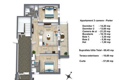 Apartament cu 3 camere în Otopeni - 3