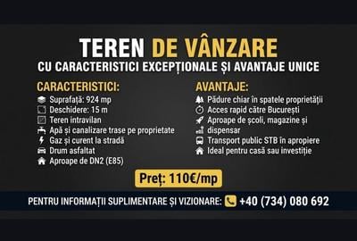 Teren de 924 mp, în Afumați