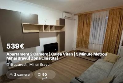 Apartament cu 2 camere decomandat, mobilat în Mihai Bravu