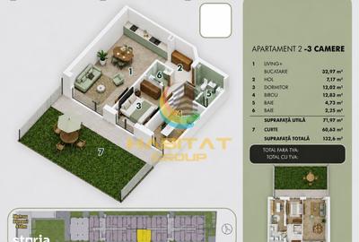 Apartament cu 3 camere în Central