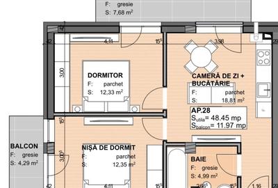 Apartament cu 3 camere semidecomandat în Apahida