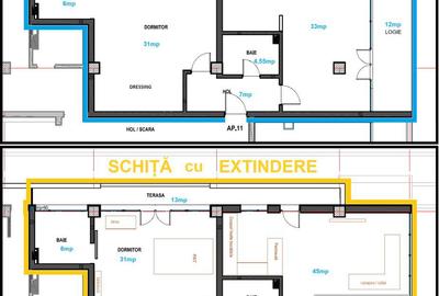 Apartament cu 3 camere semidecomandat în Plopilor
