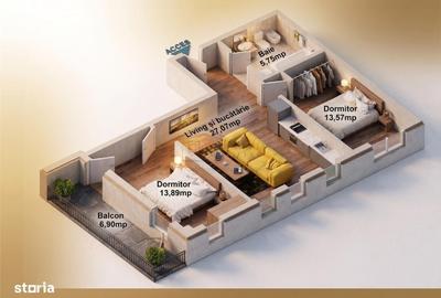 Apartament cu 3 camere în Central