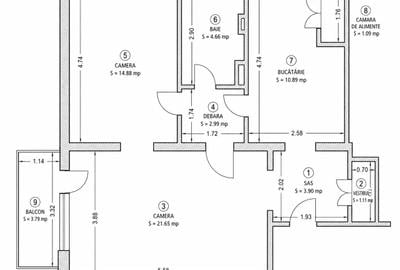 Apartament cu 2 camere decomandat în Central