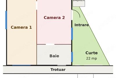 Casă cu 2 camere cu Teren 22 Mp în Central
