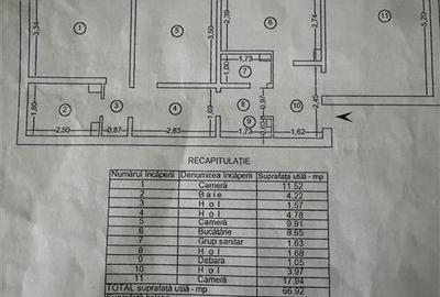 Apartament cu 3 camere decomandat, mobilat în Nicolina