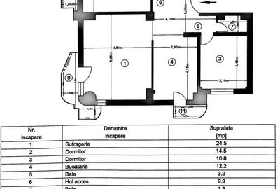 Apartament cu 3 camere decomandat în Calea București