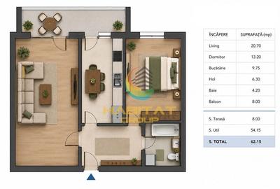 Apartament cu 2 camere decomandat în Titan