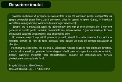 Spațiu comercial, de 200 mp, în Central - 2