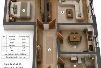 Apartament cu 2 camere semidecomandat în Gară