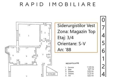 Apartament cu 2 camere decomandat în Siderurgiștilor